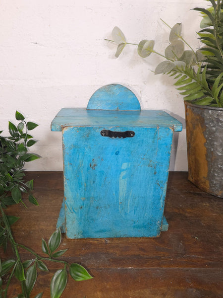 Vintage Reclaimed Indian Hand Made Wooden Clock Display Case Box