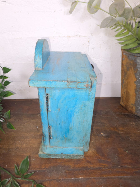 Vintage Reclaimed Indian Hand Made Wooden Clock Display Case Box