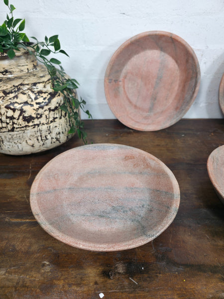 Rustic Wabi Sabi Solid Pink Marble Stone Dish Plate Bowl