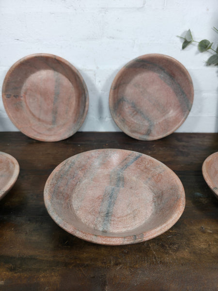 Rustic Wabi Sabi Solid Pink Marble Stone Dish Plate Bowl