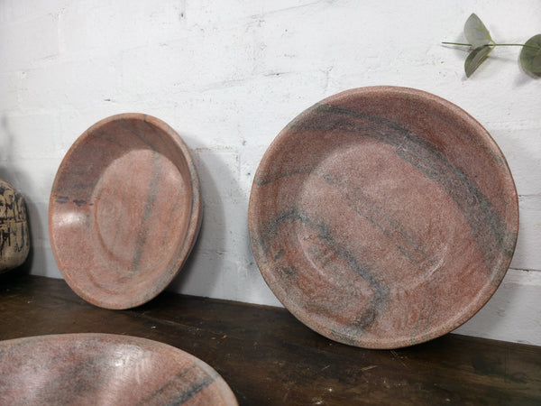 Rustic Wabi Sabi Solid Pink Marble Stone Dish Plate Bowl