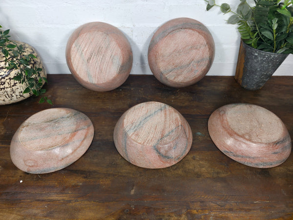 Rustic Wabi Sabi Solid Pink Marble Stone Dish Plate Bowl