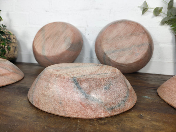 Rustic Wabi Sabi Solid Pink Marble Stone Dish Plate Bowl