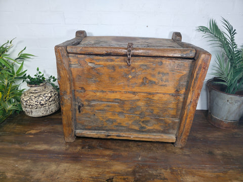Vintage Rustic Wabi Sabi Himalayan Himachal Wooden Trunk Chest Blanket Box