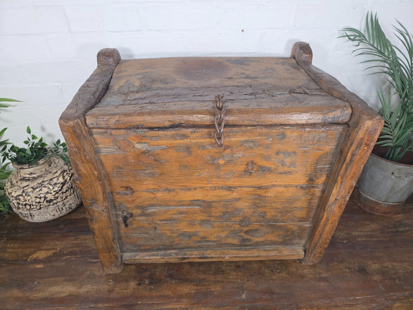 Vintage Rustic Wabi Sabi Himalayan Himachal Wooden Trunk Chest Blanket Box