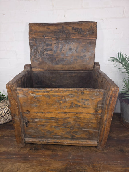 Vintage Rustic Wabi Sabi Himalayan Himachal Wooden Trunk Chest Blanket Box