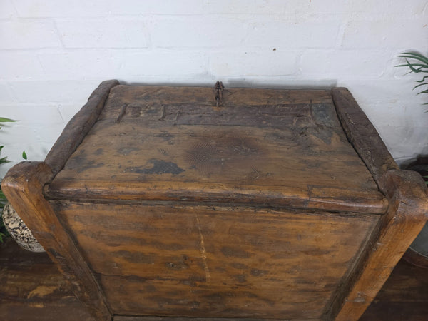 Vintage Rustic Wabi Sabi Himalayan Himachal Wooden Trunk Chest Blanket Box