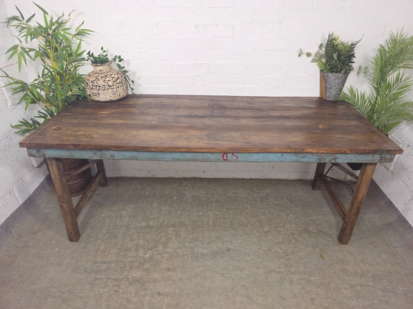Large Vintage Rustic Indian Solid Wooden Folding Trestle Table Wedding Events
