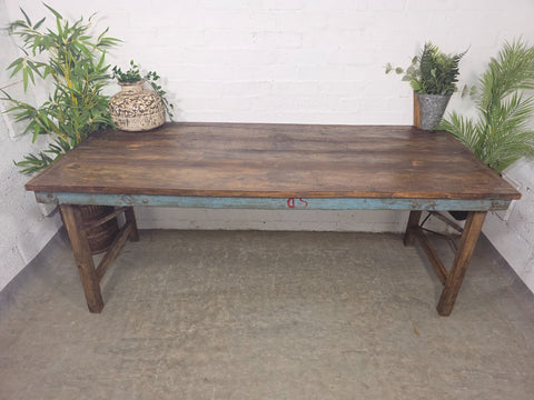 Large Vintage Rustic Indian Solid Wooden Folding Trestle Table Wedding Events