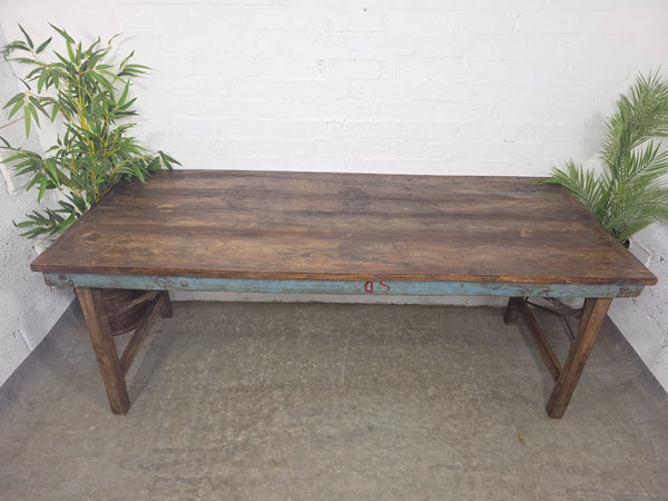 Large Vintage Rustic Indian Solid Wooden Folding Trestle Table Wedding Events