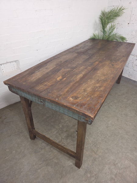 Large Vintage Rustic Indian Solid Wooden Folding Trestle Table Wedding Events