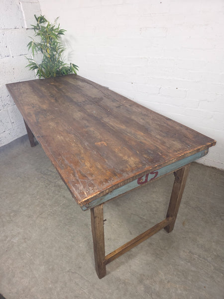 Large Vintage Rustic Indian Solid Wooden Folding Trestle Table Wedding Events