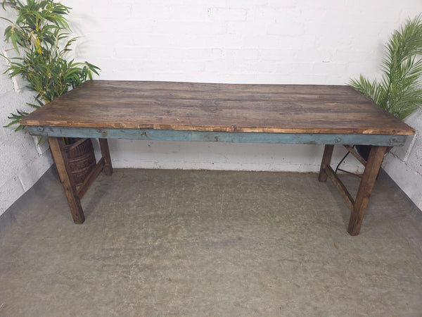 Large Vintage Rustic Indian Solid Wooden Folding Trestle Table Wedding Events