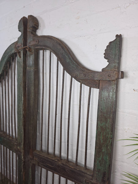 Old Pair Vintage Reclaimed Indian Wooden Iron Saloon Doors Shutters Garden Gates