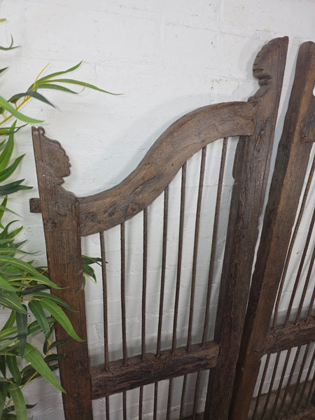 Old Pair Vintage Reclaimed Indian Wooden Iron Saloon Doors Shutters Garden Gates