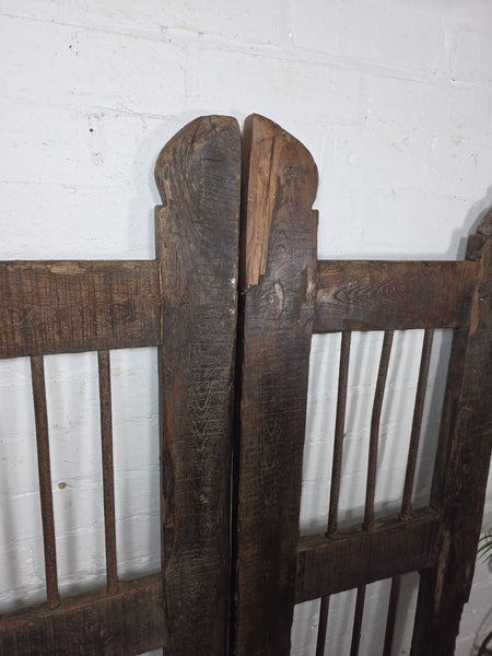 Old Pair Vintage Reclaimed Indian Wooden Iron Saloon Doors Shutters Garden Gates