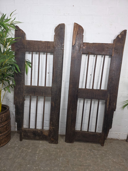Old Pair Vintage Reclaimed Indian Wooden Iron Saloon Doors Shutters Garden Gates