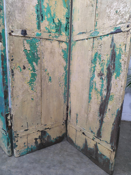 Vintage Reclaimed Indian Hardwood Wooden Bi Folding Room Divider Screen Shutters