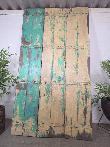 Vintage Reclaimed Indian Hardwood Wooden Bi Folding Room Divider Screen Shutters