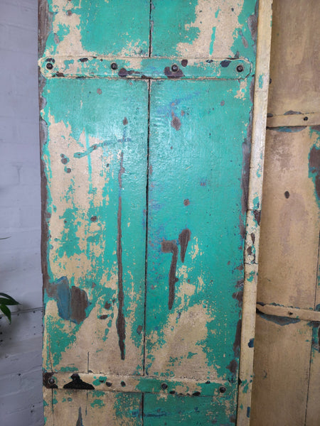 Vintage Reclaimed Indian Hardwood Wooden Bi Folding Room Divider Screen Shutters
