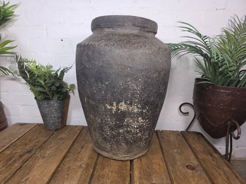 Rustic Wabi Sabi Antique Hand Thrown Indian Clay Terracotta Java Pot