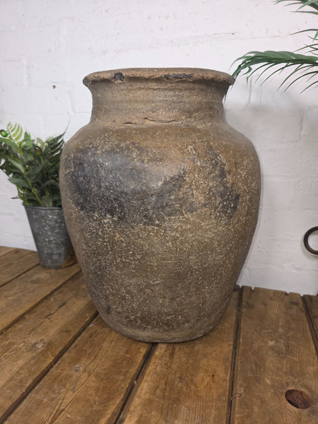 Rustic Wabi Sabi Antique Hand Thrown Indian Clay Terracotta Java Pot