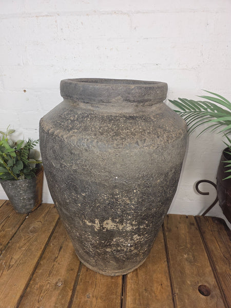 Rustic Wabi Sabi Antique Hand Thrown Indian Clay Terracotta Java Pot