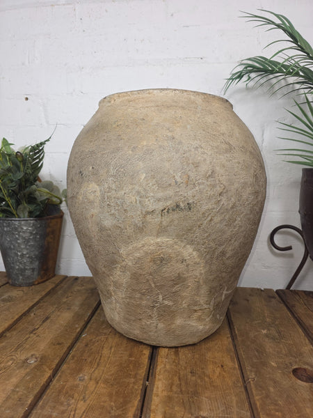 Rustic Wabi Sabi Antique Hand Thrown Indian Clay Terracotta Java Pot