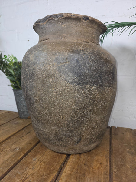 Rustic Wabi Sabi Antique Hand Thrown Indian Clay Terracotta Java Pot