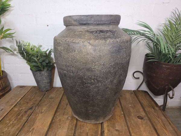 Rustic Wabi Sabi Antique Hand Thrown Indian Clay Terracotta Java Pot