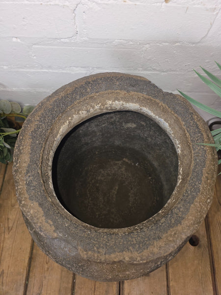 Rustic Wabi Sabi Antique Hand Thrown Indian Clay Terracotta Java Pot