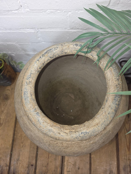 Rustic Wabi Sabi Antique Hand Thrown Indian Clay Terracotta Java Pot