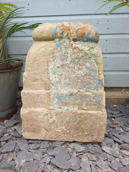 Antique Hand Carved Solid Stone Pillar Base Column Plinth Plant Stand