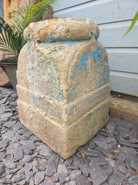 Antique Hand Carved Solid Stone Pillar Base Column Plinth Plant Stand