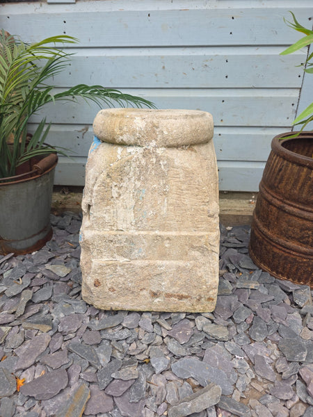 Antique Hand Carved Solid Stone Pillar Base Column Plinth Plant Stand