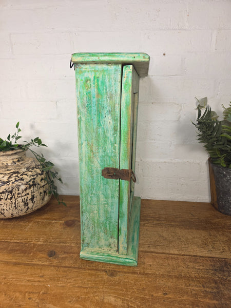 Vintage Indian Colonial Wooden Glazed Shop Display Bathroom Kitchen Wall Cabinet