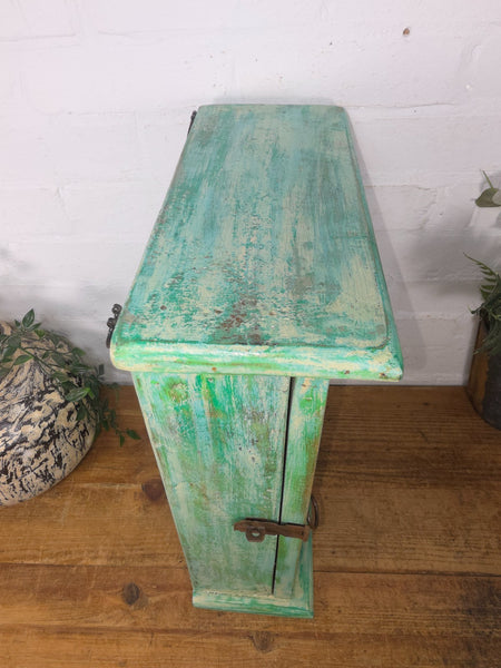 Vintage Indian Colonial Wooden Glazed Shop Display Bathroom Kitchen Wall Cabinet