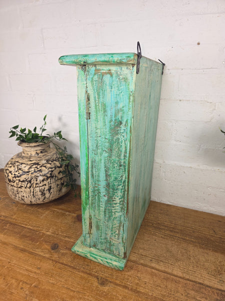 Vintage Indian Colonial Wooden Glazed Shop Display Bathroom Kitchen Wall Cabinet