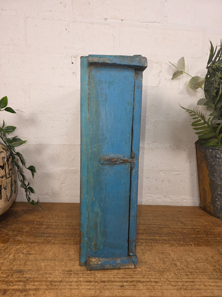 Vintage Indian Small Wooden Glazed Shop Display Bathroom Kitchen Wall Cabinet