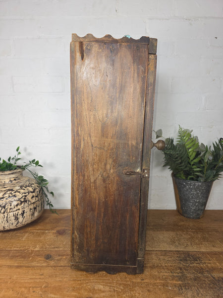 Vintage Indian Colonial Wooden Glazed Shop Display Bathroom Kitchen Wall Cabinet