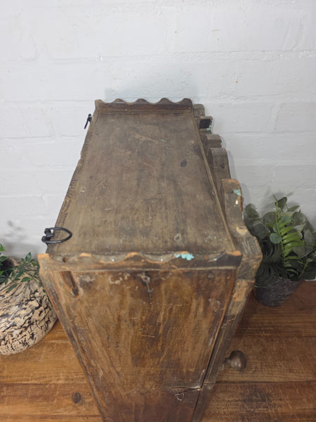 Vintage Indian Colonial Wooden Glazed Shop Display Bathroom Kitchen Wall Cabinet
