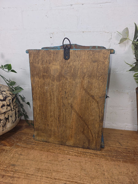 Vintage Indian Small Wooden Glazed Shop Display Bathroom Kitchen Wall Cabinet