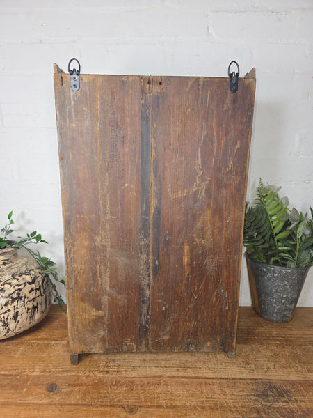 Vintage Indian Colonial Wooden Glazed Shop Display Bathroom Kitchen Wall Cabinet