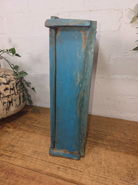 Vintage Indian Small Wooden Glazed Shop Display Bathroom Kitchen Wall Cabinet
