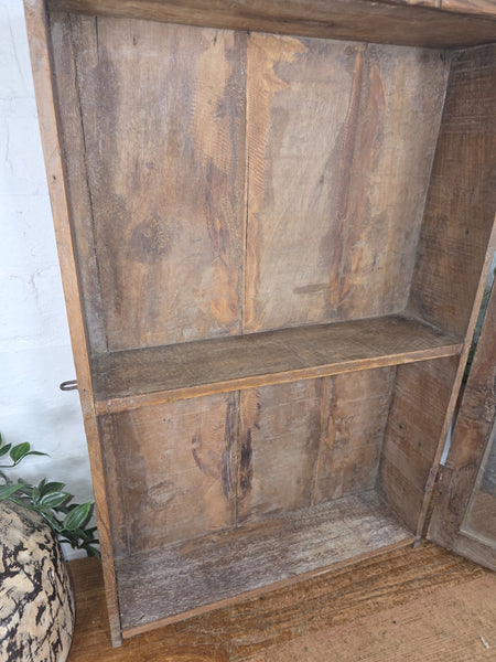 Vintage Indian Colonial Wooden Glazed Shop Display Bathroom Kitchen Wall Cabinet