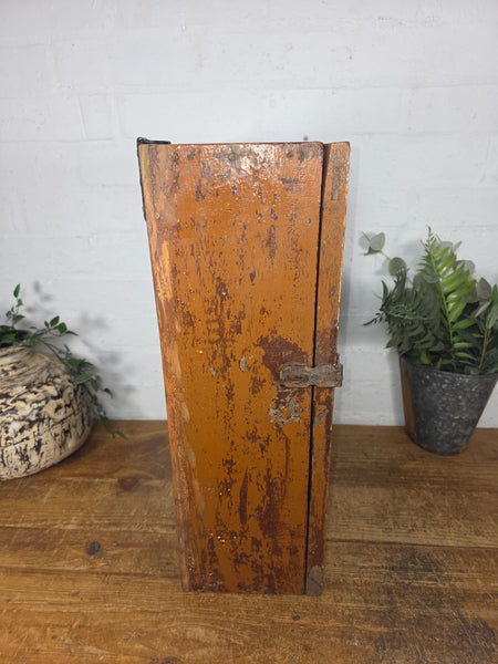 Vintage Indian Colonial Wooden Glazed Shop Display Bathroom Kitchen Wall Cabinet