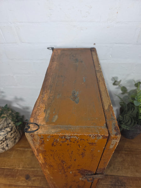 Vintage Indian Colonial Wooden Glazed Shop Display Bathroom Kitchen Wall Cabinet