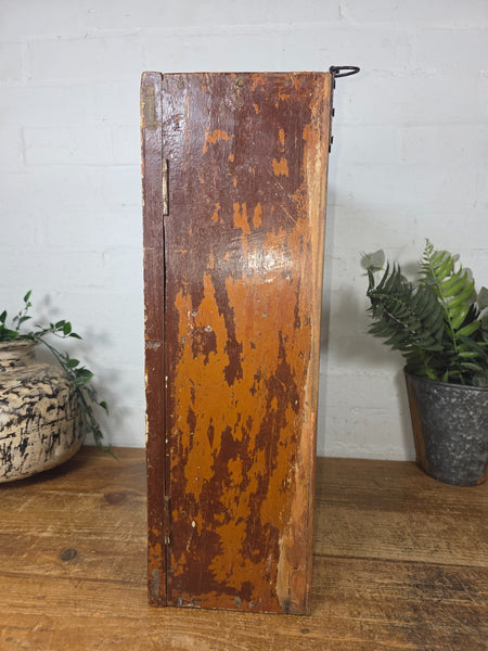 Vintage Indian Colonial Wooden Glazed Shop Display Bathroom Kitchen Wall Cabinet