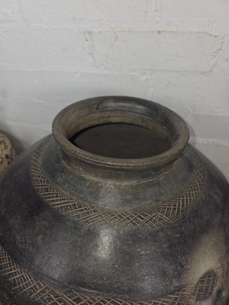 Large Antique Vintage Rustic Wabi Sabi Clay Ceramic Indian Water Pot Vase Lota