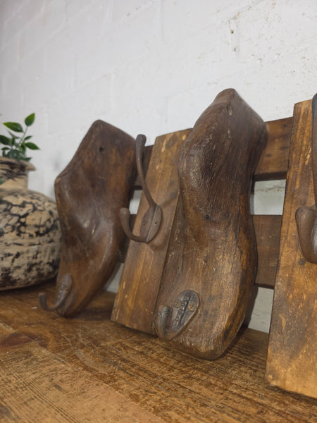 Reclaimed Rustic Hand Made Cobblers Shoe Last Coat Hooks